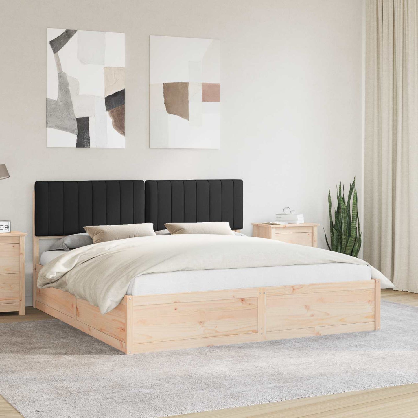 Bedframe met Gevoerd Hoofdgedeelte Zwart 180 x 200 cm is nu te koop bij PeponiXL, paradijselijk wonen!