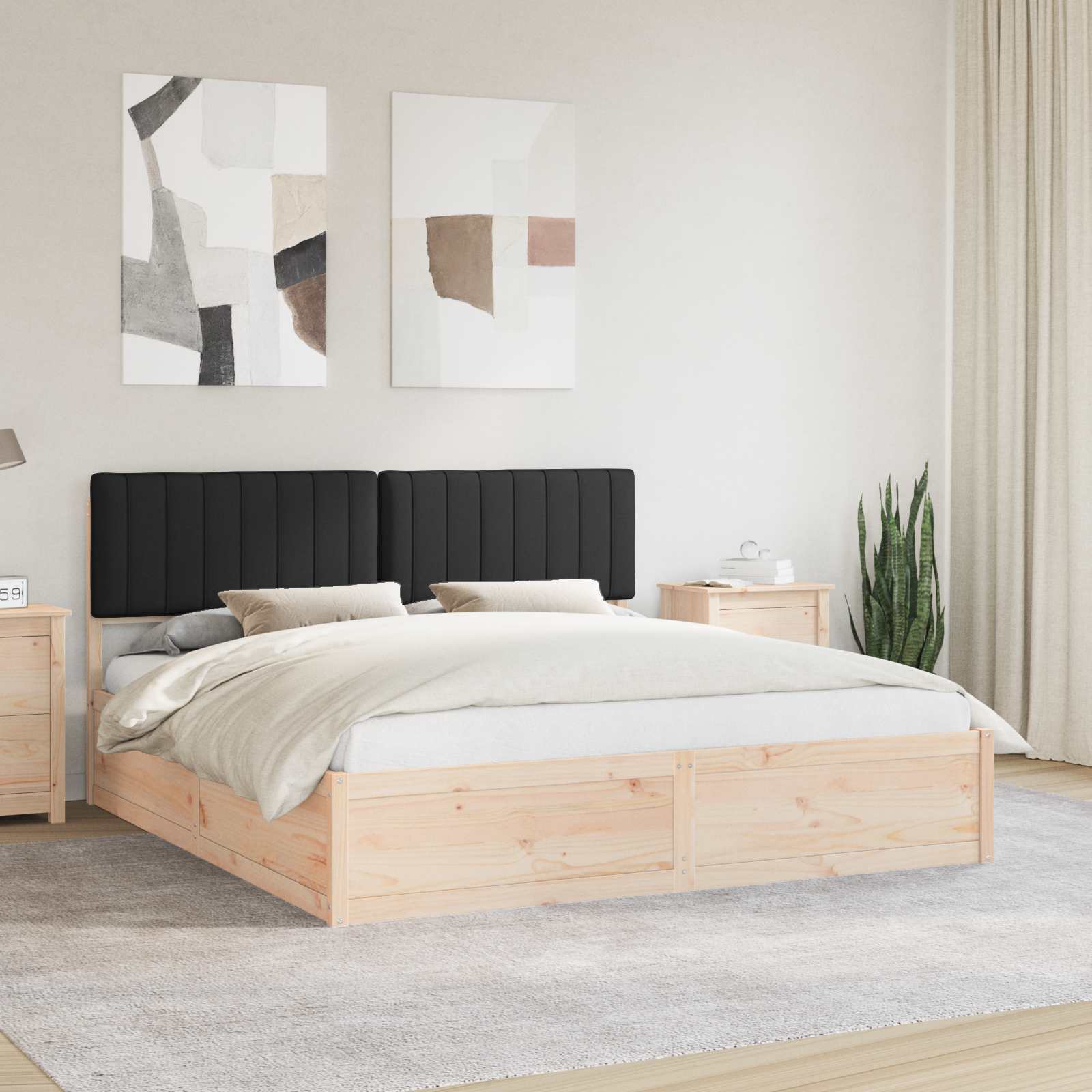 Bedframe met Gevoerd Hoofdgedeelte Zwart 180 x 200 cm is nu te koop bij PeponiXL, paradijselijk wonen!
