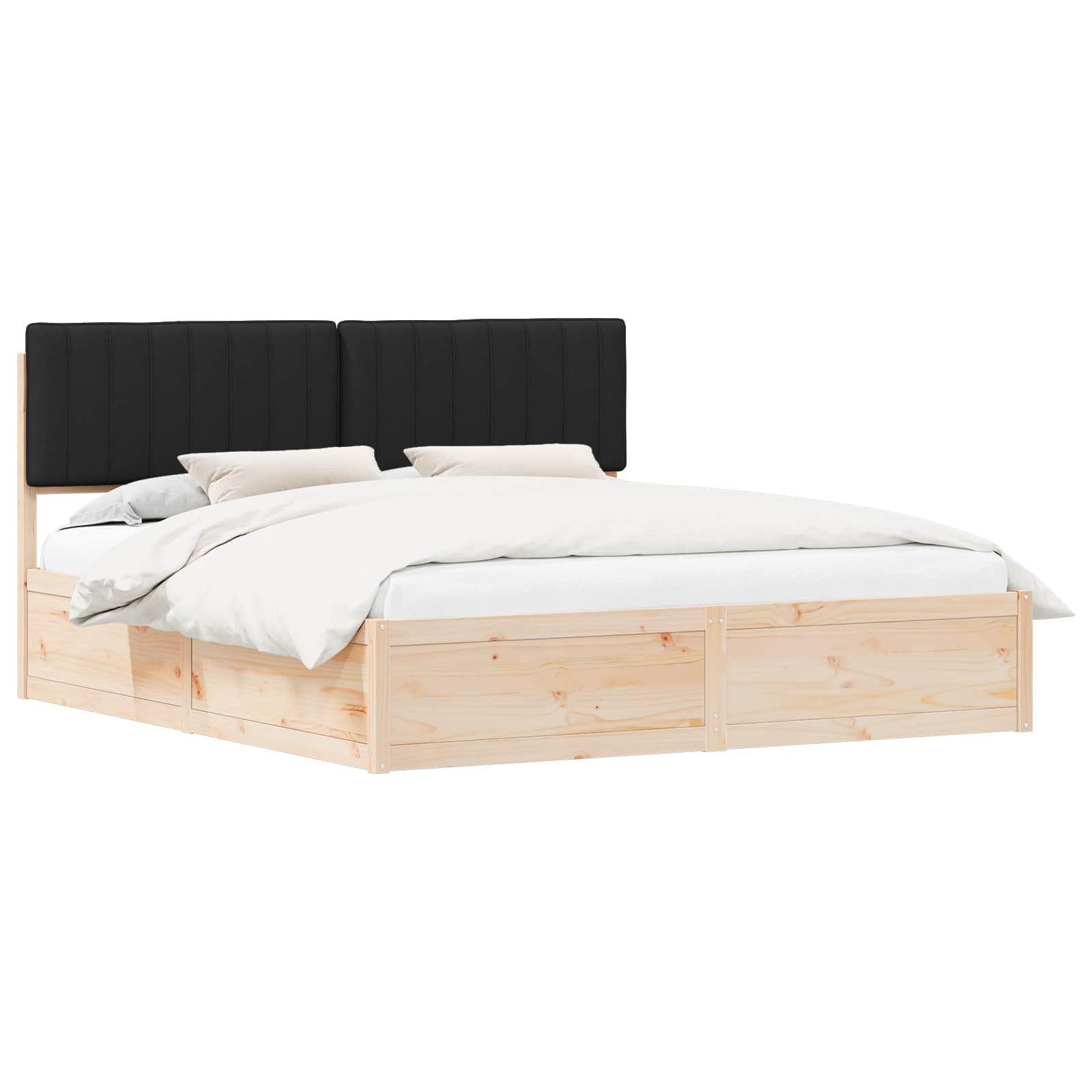 Bedframe met Gevoerd Hoofdgedeelte Zwart 180 x 200 cm is nu te koop bij PeponiXL, paradijselijk wonen!