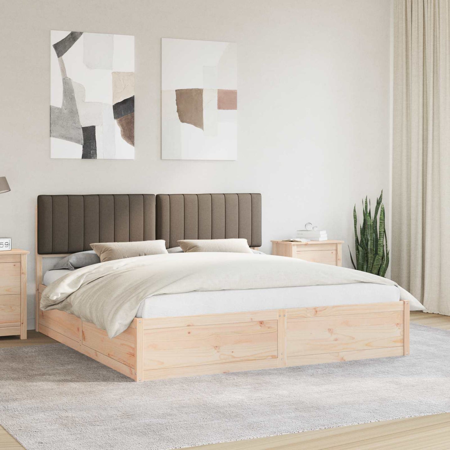 Bedframe met Gevoerd Hoofdgedeelte Taupe 180 x 200 cm is nu te koop bij PeponiXL, paradijselijk wonen!