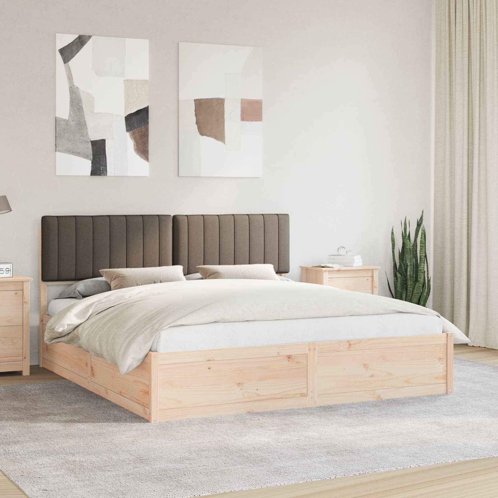 Bedframe met Gevoerd Hoofdgedeelte Taupe 180 x 200 cm is nu te koop bij PeponiXL, paradijselijk wonen!