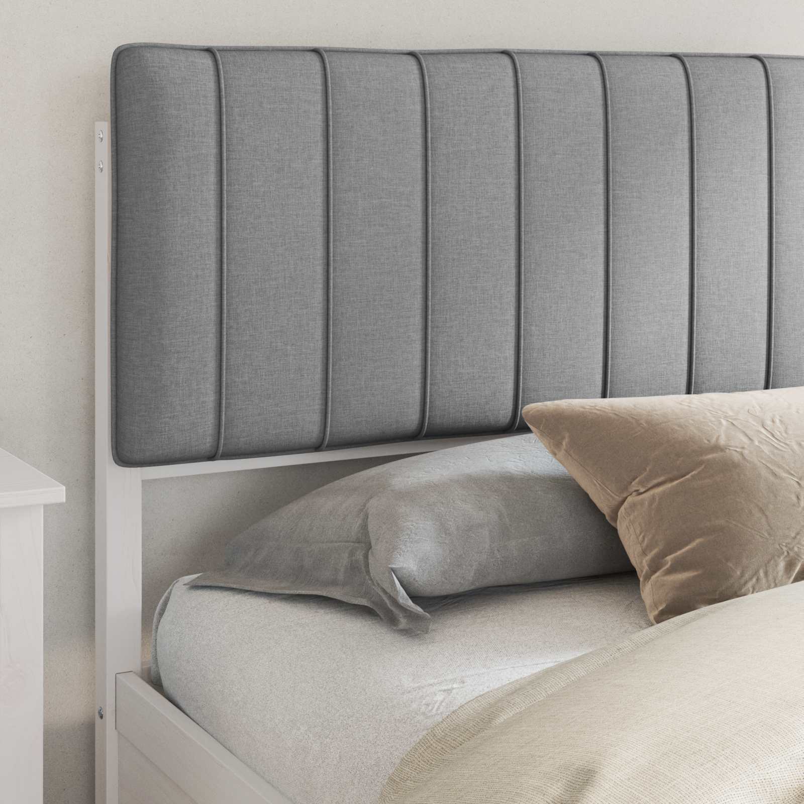 Bedframe met Gevoerd Hoofdgedeelte Lichtgrijs 180 x 200 cm is nu te koop bij PeponiXL, paradijselijk wonen!