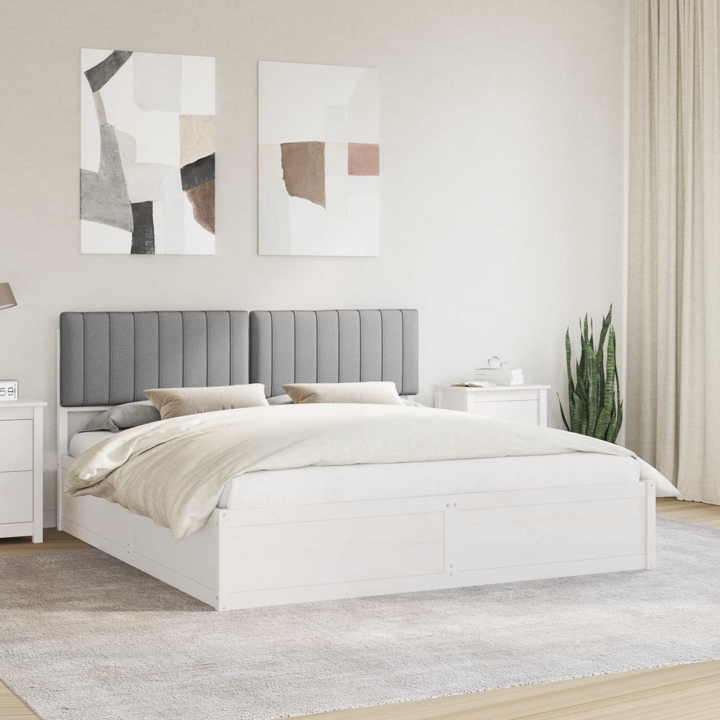 Bedframe met Gevoerd Hoofdgedeelte Lichtgrijs 180 x 200 cm is nu te koop bij PeponiXL, paradijselijk wonen!