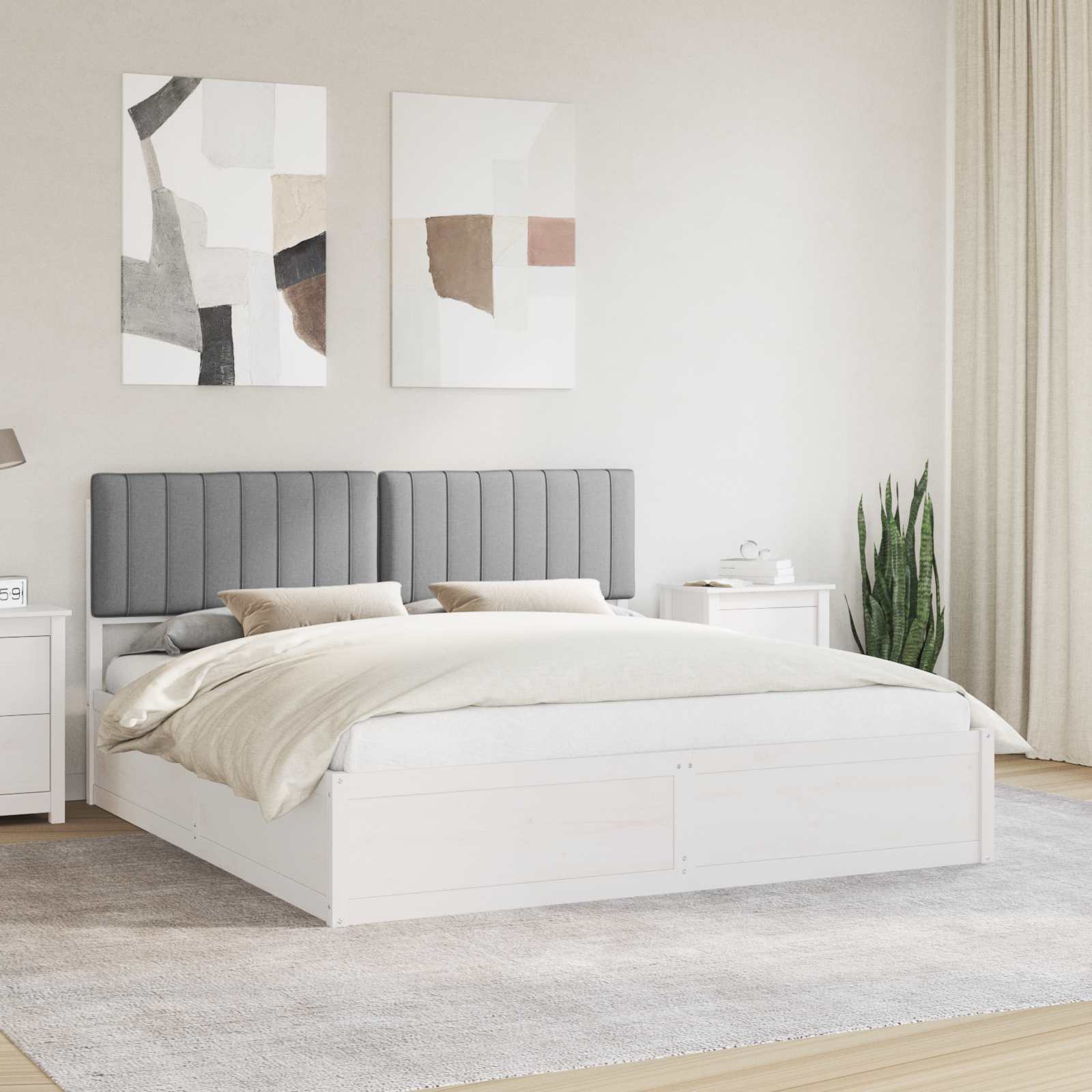 Bedframe met Gevoerd Hoofdgedeelte Lichtgrijs 180 x 200 cm is nu te koop bij PeponiXL, paradijselijk wonen!