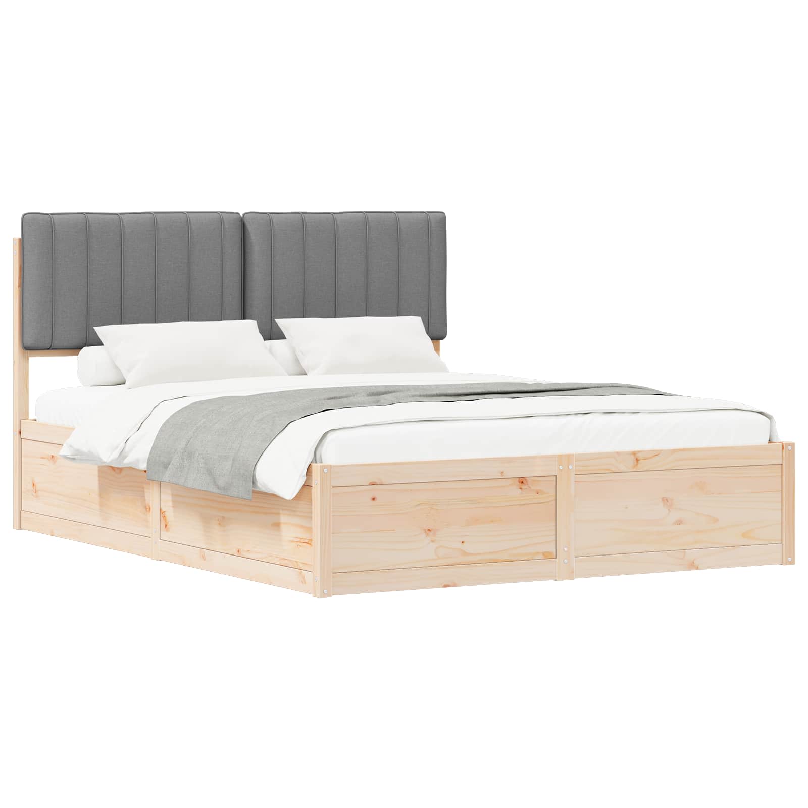 Bedframe met Gevoerd Hoofdgedeelte Lichtgrijs 160 x 200 cm is nu te koop bij PeponiXL, paradijselijk wonen!