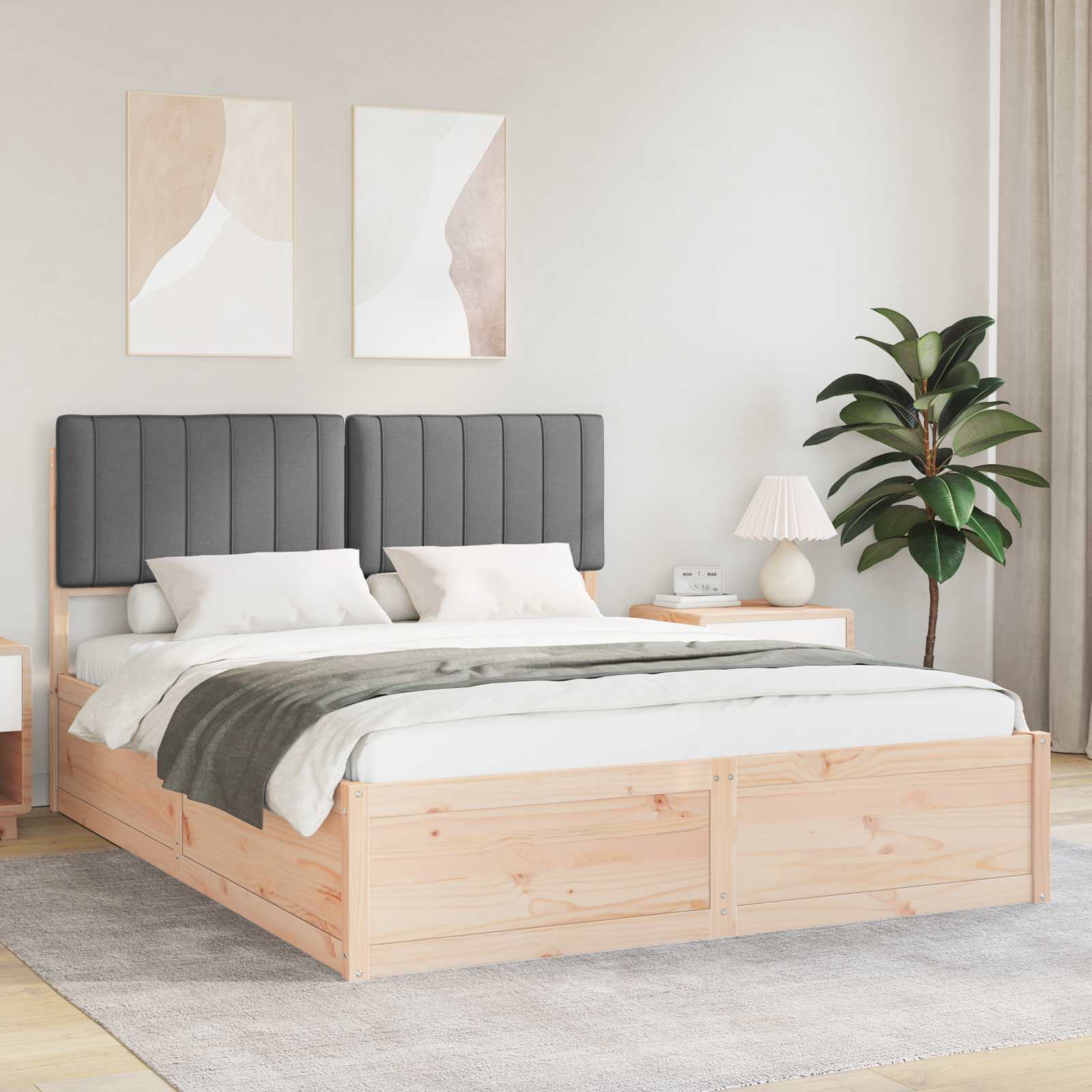 Bedframe met Gevoerd Hoofdgedeelte Donkergrijs 160 x 200 cm is nu te koop bij PeponiXL, paradijselijk wonen!