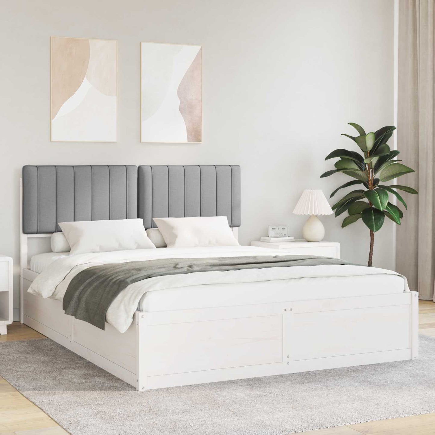 Bedframe met Gevoerd Hoofdgedeelte Lichtgrijs 160 x 200 cm is nu te koop bij PeponiXL, paradijselijk wonen!
