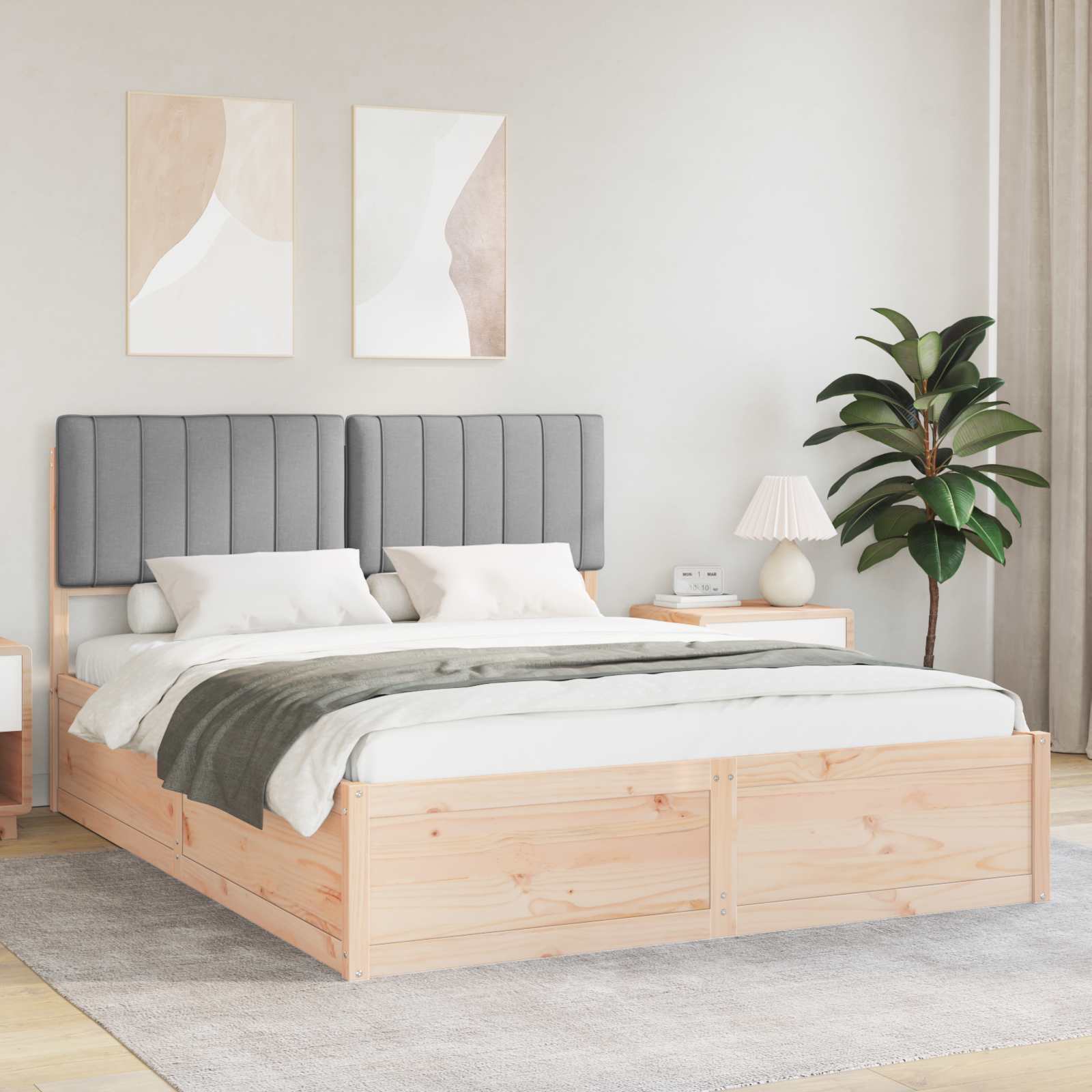 Bedframe met Gevoerd Hoofdgedeelte Lichtgrijs 150 x 200 cm is nu te koop bij PeponiXL, paradijselijk wonen!