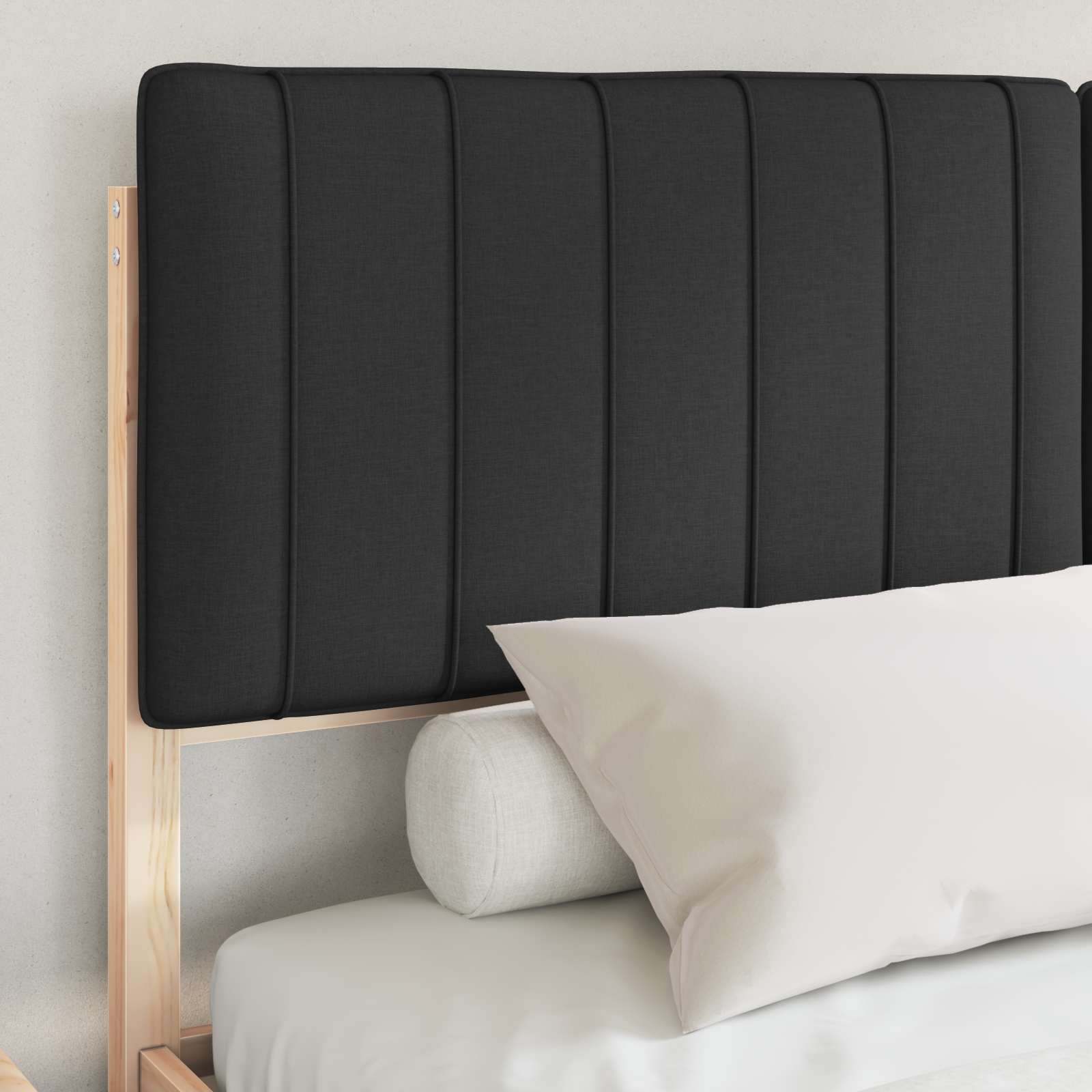 Bedframe met Gevoerd Hoofdgedeelte Zwart 150 x 200 cm is nu te koop bij PeponiXL, paradijselijk wonen!