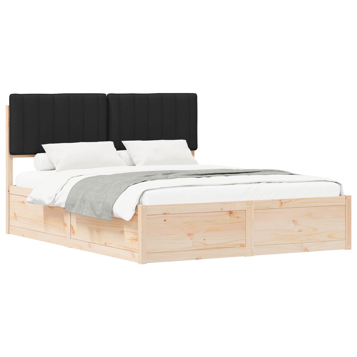 Bedframe met Gevoerd Hoofdgedeelte Zwart 150 x 200 cm is nu te koop bij PeponiXL, paradijselijk wonen!