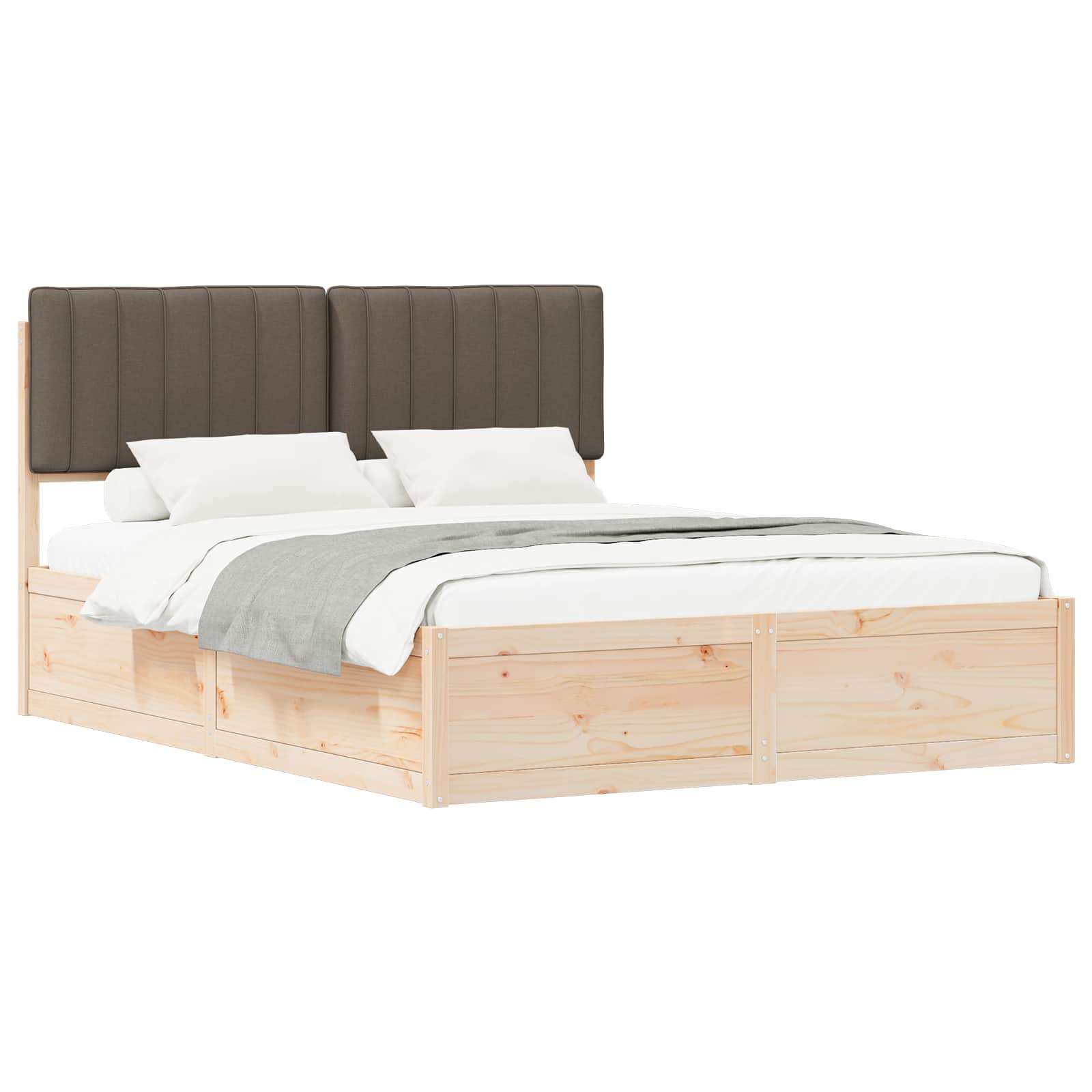 Bedframe met Gevoerd Hoofdgedeelte Taupe 150 x 200 cm is nu te koop bij PeponiXL, paradijselijk wonen!
