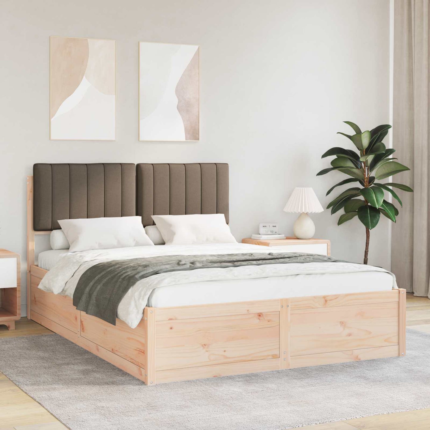 Bedframe met Gevoerd Hoofdgedeelte Taupe 140 x 200 cm is nu te koop bij PeponiXL, paradijselijk wonen!