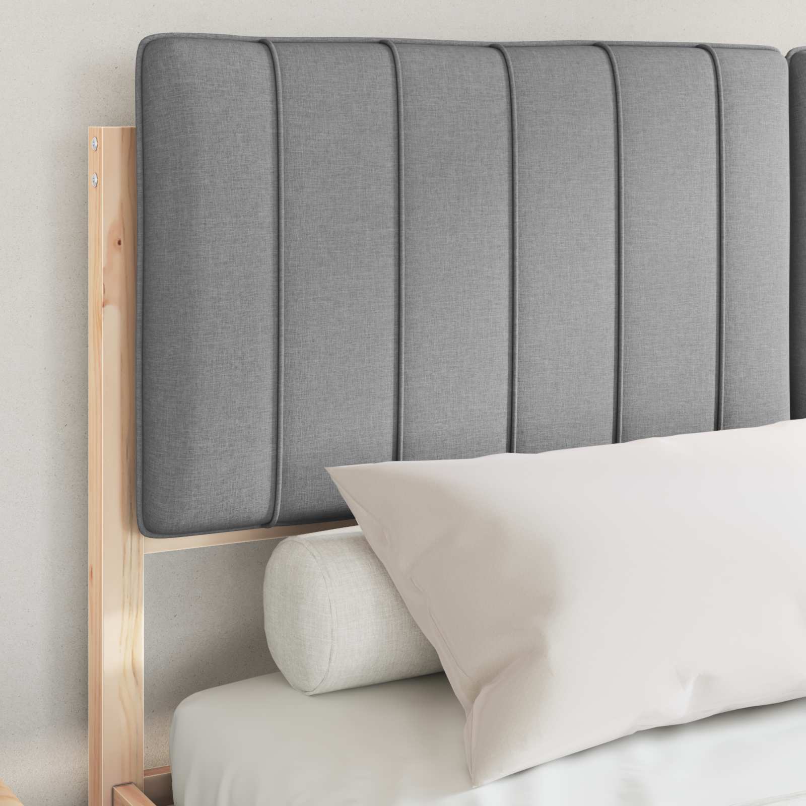 Bedframe met Gevoerd Hoofdgedeelte Lichtgrijs 140 x 190 cm is nu te koop bij PeponiXL, paradijselijk wonen!