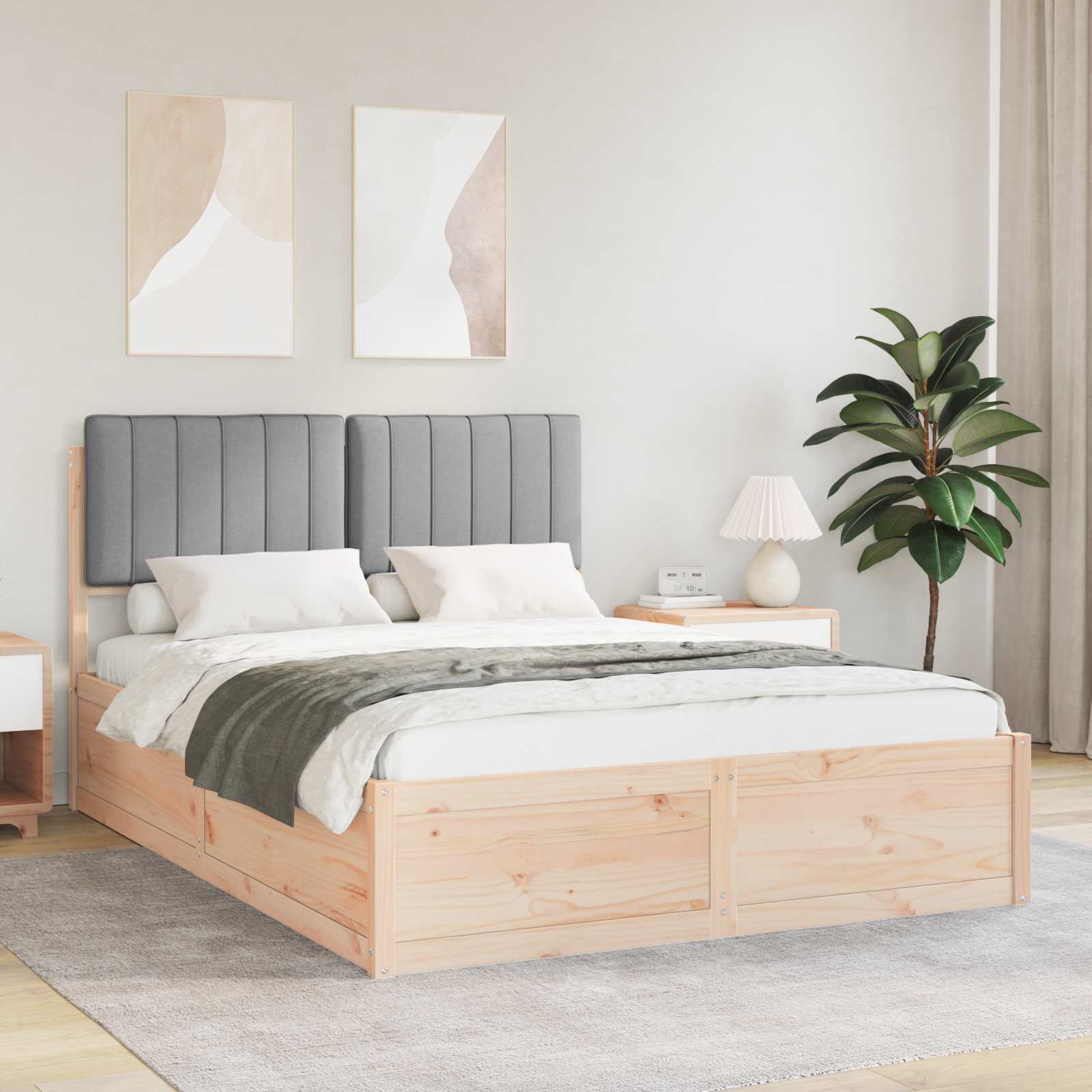 Bedframe met Gevoerd Hoofdgedeelte Lichtgrijs 140 x 190 cm is nu te koop bij PeponiXL, paradijselijk wonen!