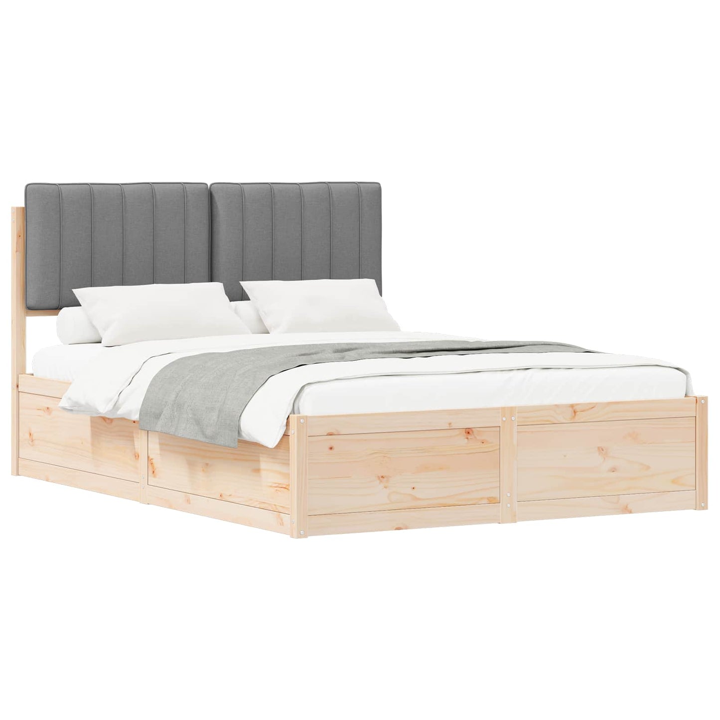 Bedframe met Gevoerd Hoofdgedeelte Lichtgrijs 140 x 190 cm is nu te koop bij PeponiXL, paradijselijk wonen!