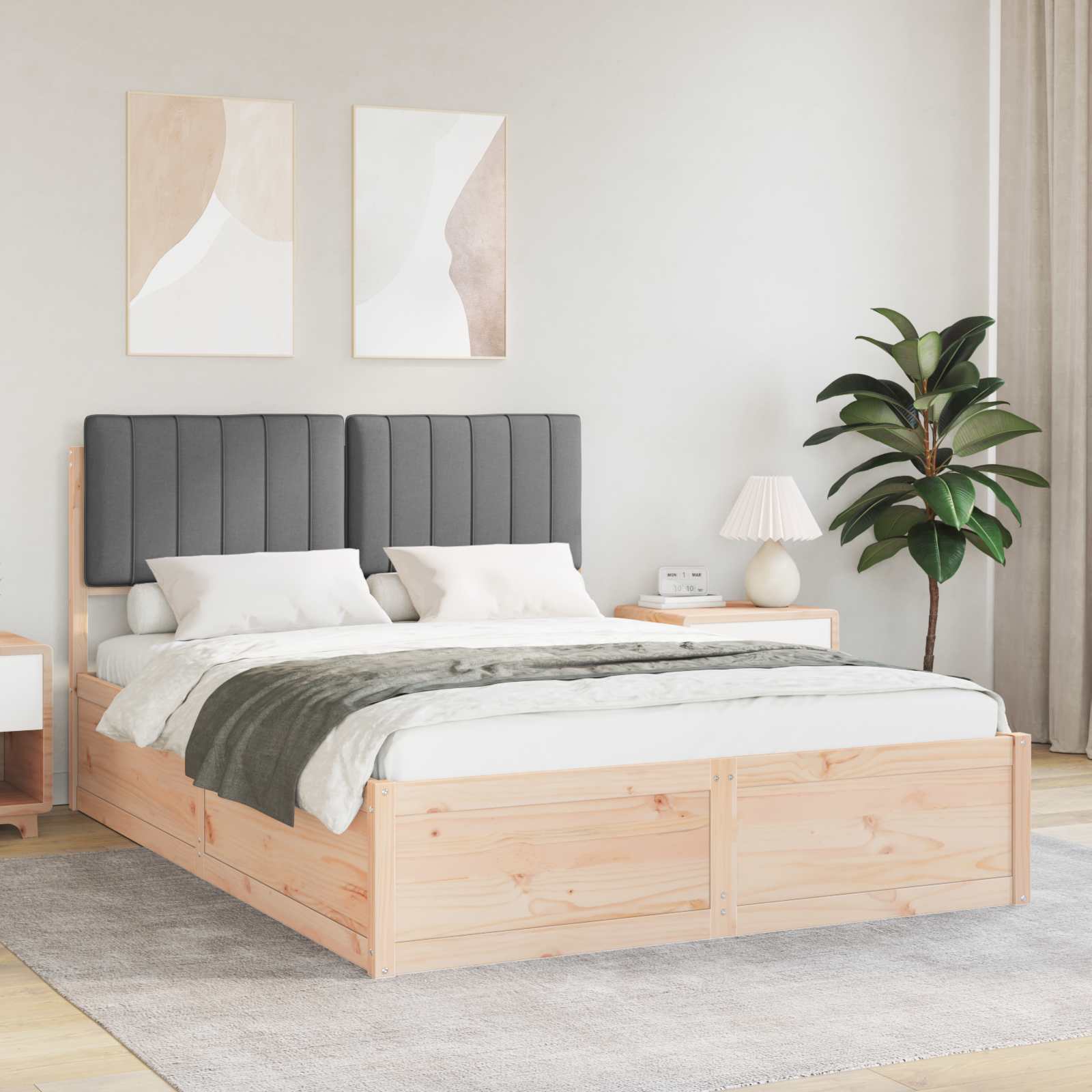 Bedframe met Gevoerd Hoofdgedeelte Donkergrijs 140 x 190 cm is nu te koop bij PeponiXL, paradijselijk wonen!