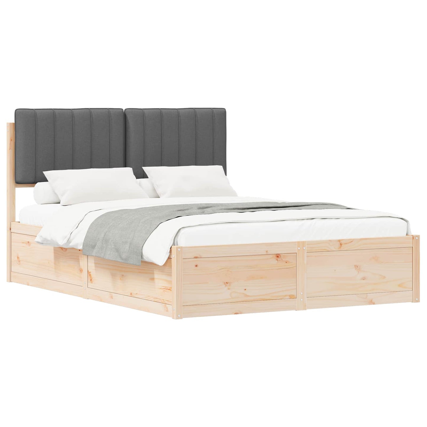 Bedframe met Gevoerd Hoofdgedeelte Donkergrijs 140 x 190 cm is nu te koop bij PeponiXL, paradijselijk wonen!