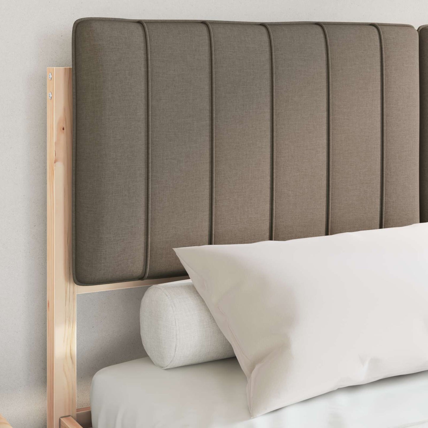 Bedframe met Gevoerd Hoofdgedeelte Taupe 140 x 190 cm is nu te koop bij PeponiXL, paradijselijk wonen!