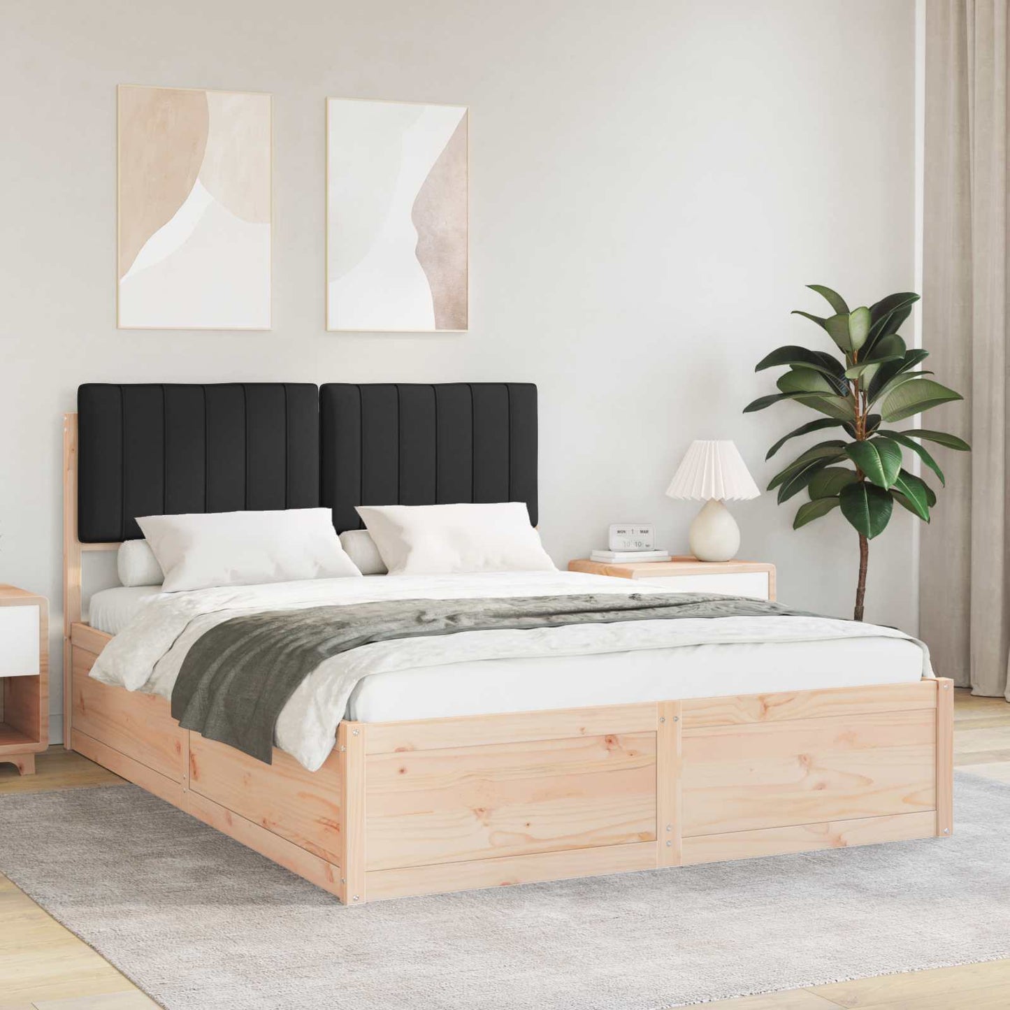 Bedframe met Gevoerd Hoofdgedeelte Zwart 135 x 190 cm is nu te koop bij PeponiXL, paradijselijk wonen!