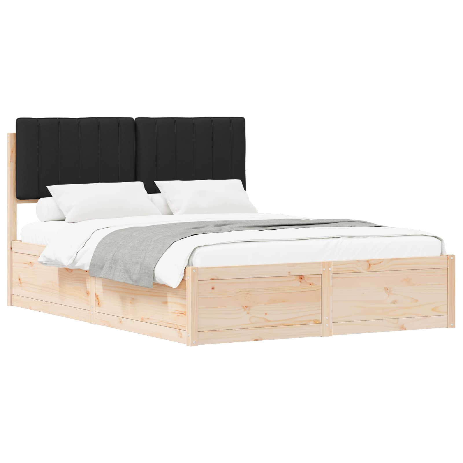 Bedframe met Gevoerd Hoofdgedeelte Zwart 135 x 190 cm is nu te koop bij PeponiXL, paradijselijk wonen!