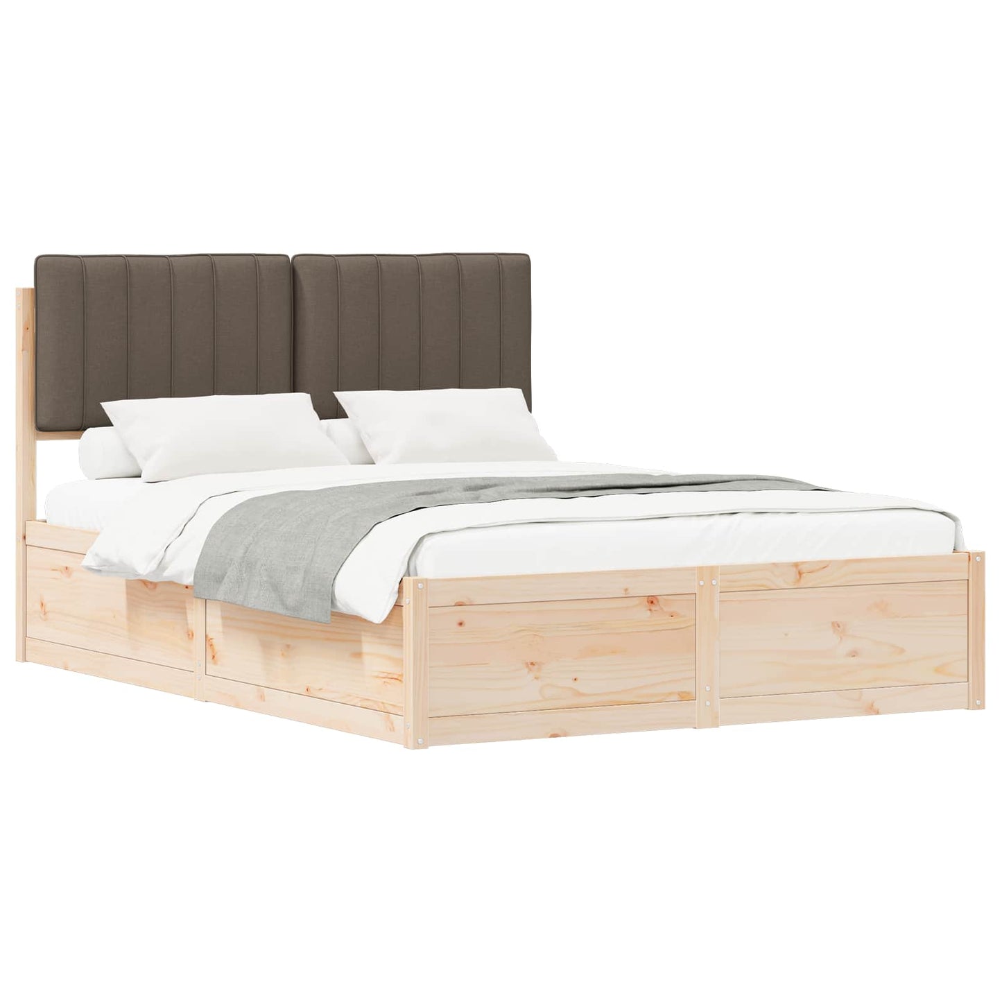 Bedframe met Gevoerd Hoofdgedeelte Taupe 135 x 190 cm is nu te koop bij PeponiXL, paradijselijk wonen!