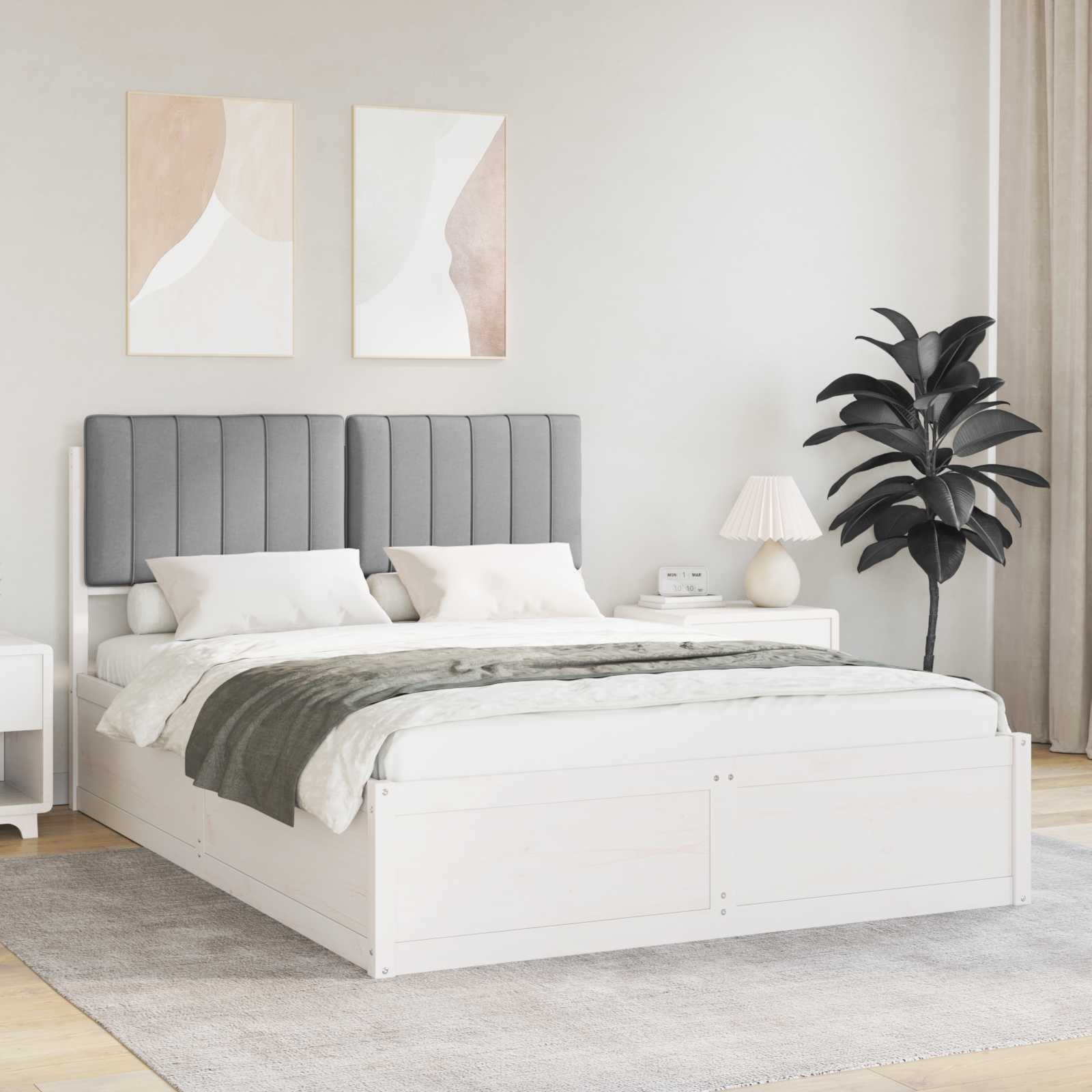 Bedframe met Gevoerd Hoofdgedeelte Lichtgrijs 135 x 190 cm is nu te koop bij PeponiXL, paradijselijk wonen!