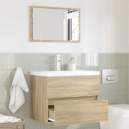Badkamermeubelset met lade met opslag Sonoma Eiken Bewerkt hout is nu te koop bij PeponiXL, paradijselijk wonen!