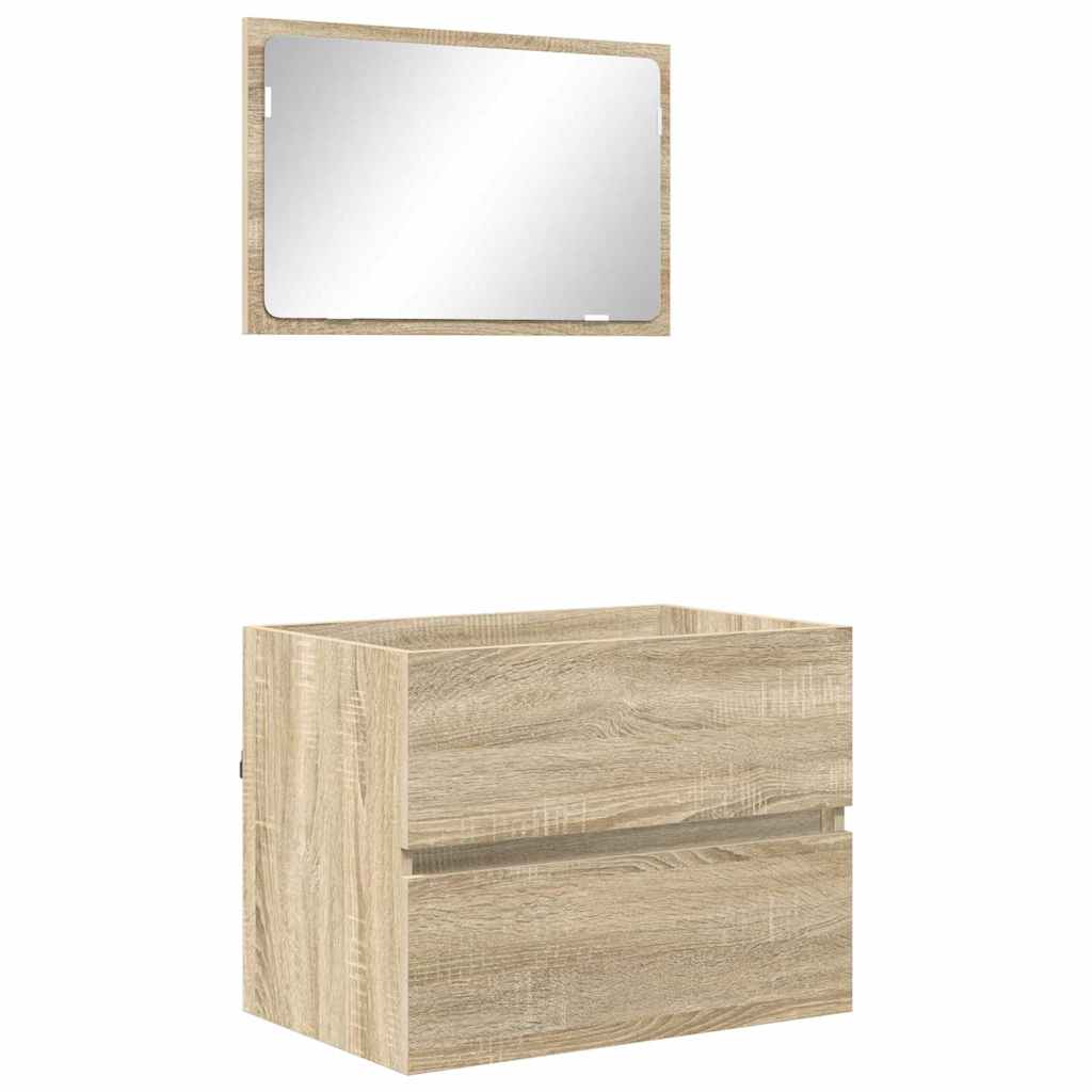 Badkamermeubelset met lade met opslag Sonoma Eiken Bewerkt hout is nu te koop bij PeponiXL, paradijselijk wonen!