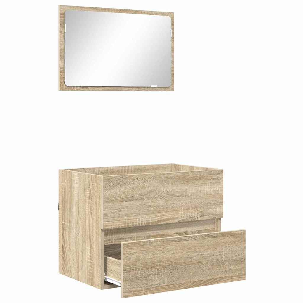 Badkamermeubelset met lade met opslag Sonoma Eiken Bewerkt hout is nu te koop bij PeponiXL, paradijselijk wonen!