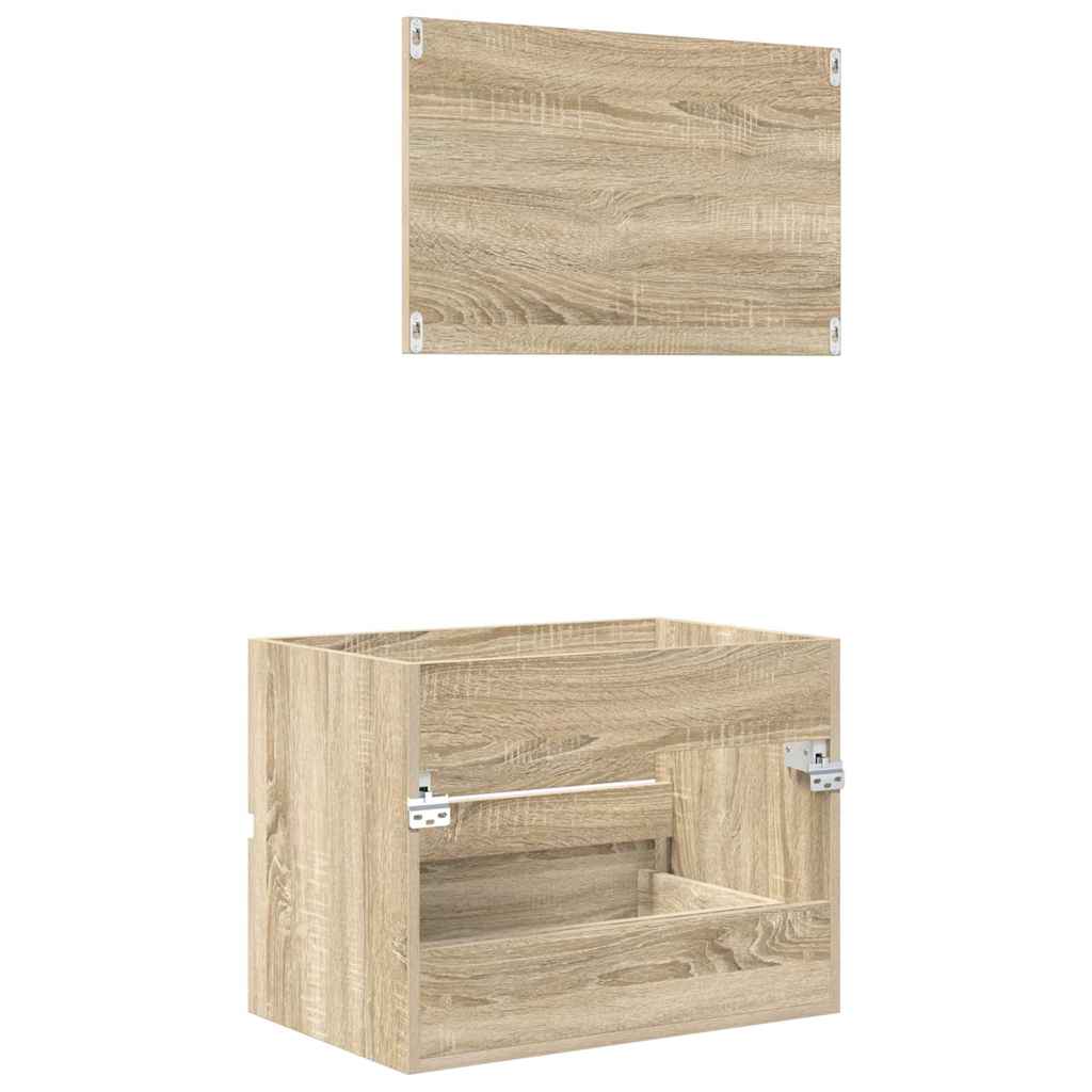 Badkamermeubelset met lade met opslag Sonoma Eiken Bewerkt hout is nu te koop bij PeponiXL, paradijselijk wonen!