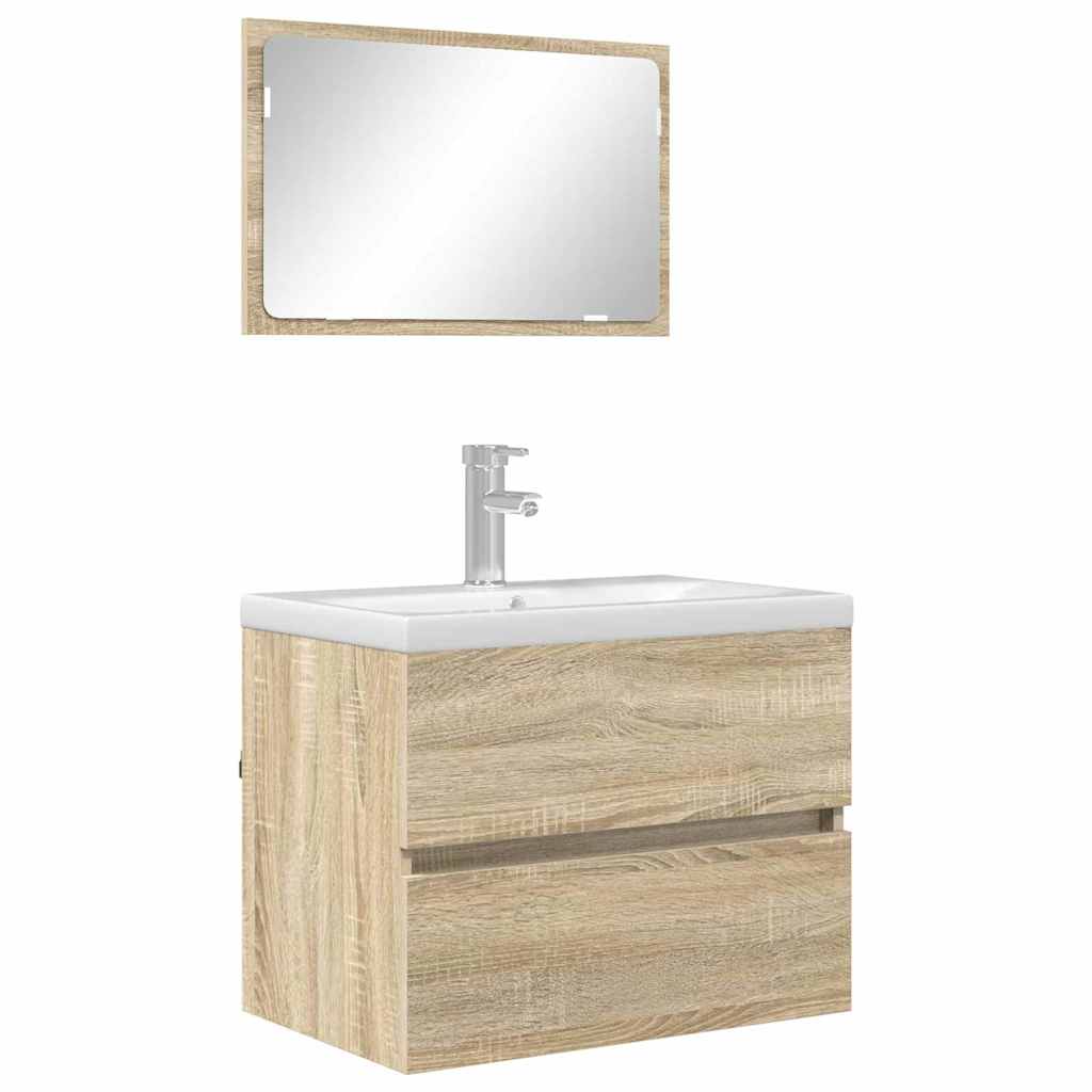Badkamermeubelset met lade met opslag Sonoma Eiken Bewerkt hout is nu te koop bij PeponiXL, paradijselijk wonen!