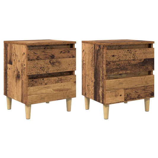 Bedkasten met lade 2 pcs Oud Hout 40 x 35 x 50 cm Bewerkt hout is nu te koop bij PeponiXL, paradijselijk wonen!