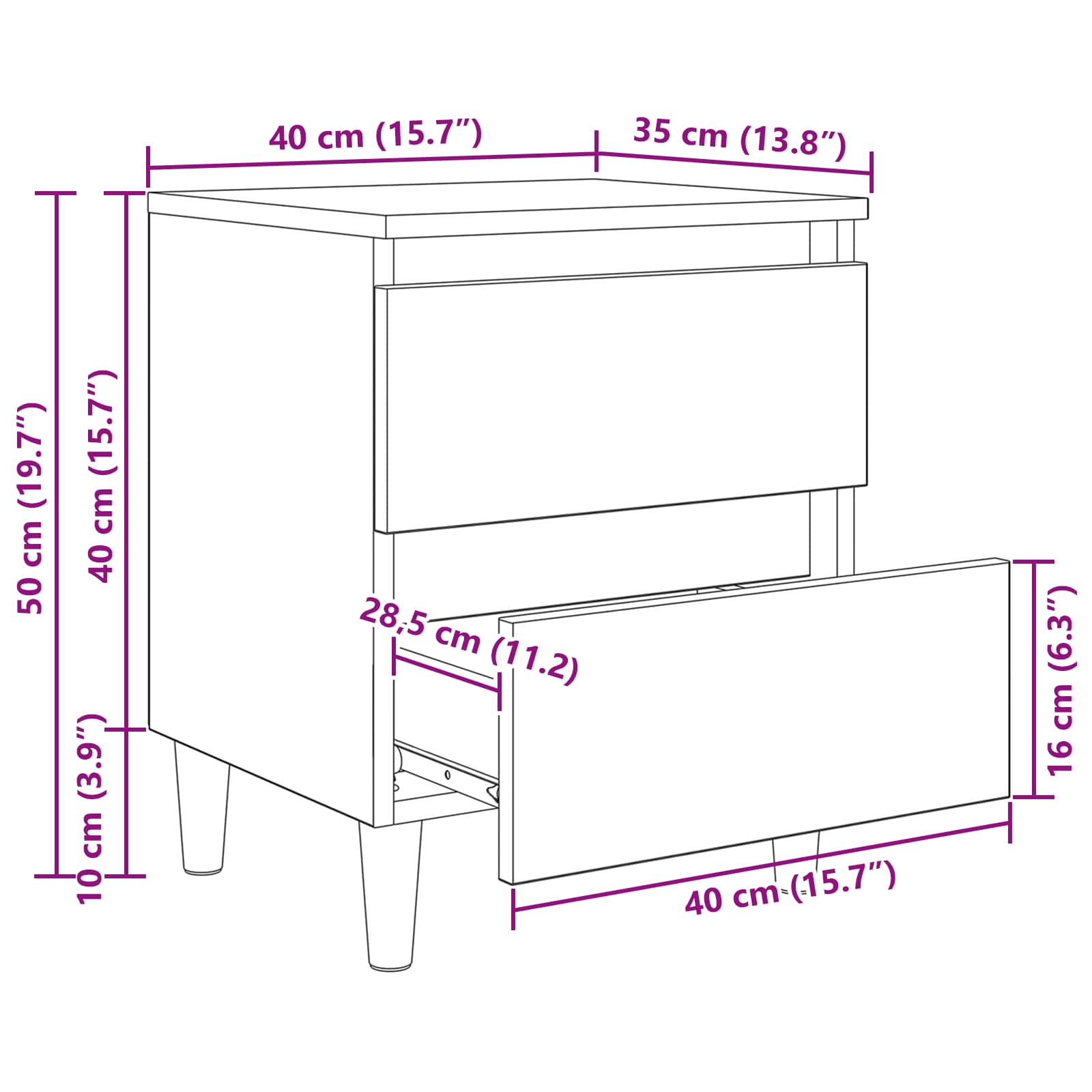 Bedkast met lade Artisan Eiken 40 x 35 x 50 cm Bewerkt hout is nu te koop bij PeponiXL, paradijselijk wonen!