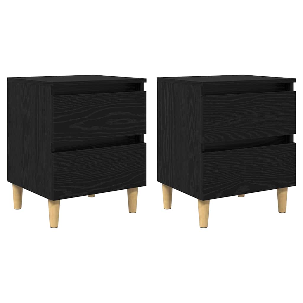 Bedkasten 2 pcs Zwart Eiken 40 x 35 x 50 cm Bewerkt hout is nu te koop bij PeponiXL, paradijselijk wonen!