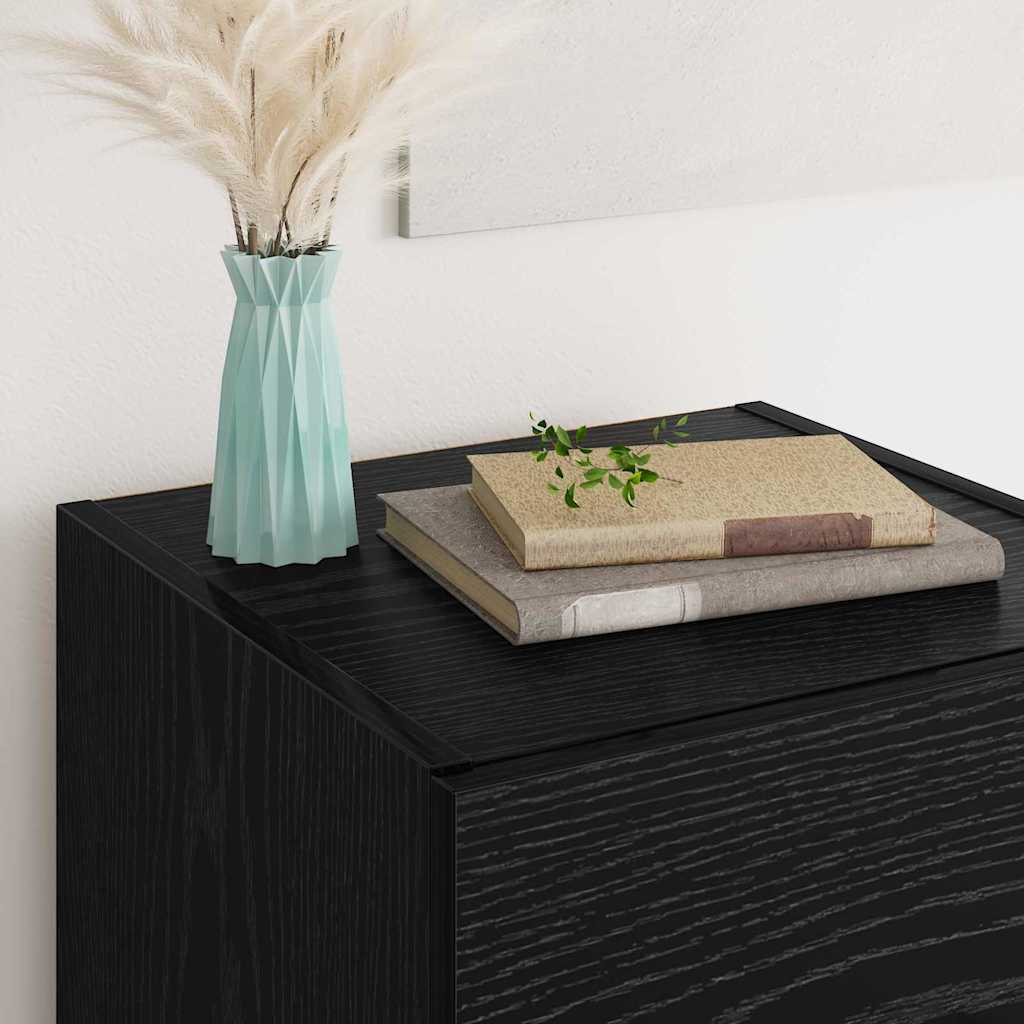 Dressoir met lade Zwart Eiken 34,5 x 34 x 90 cm Bewerkt hout is nu te koop bij PeponiXL, paradijselijk wonen!