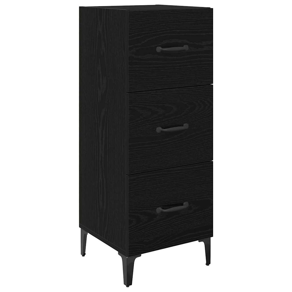 Dressoir met lade Zwart Eiken 34,5 x 34 x 90 cm Bewerkt hout is nu te koop bij PeponiXL, paradijselijk wonen!