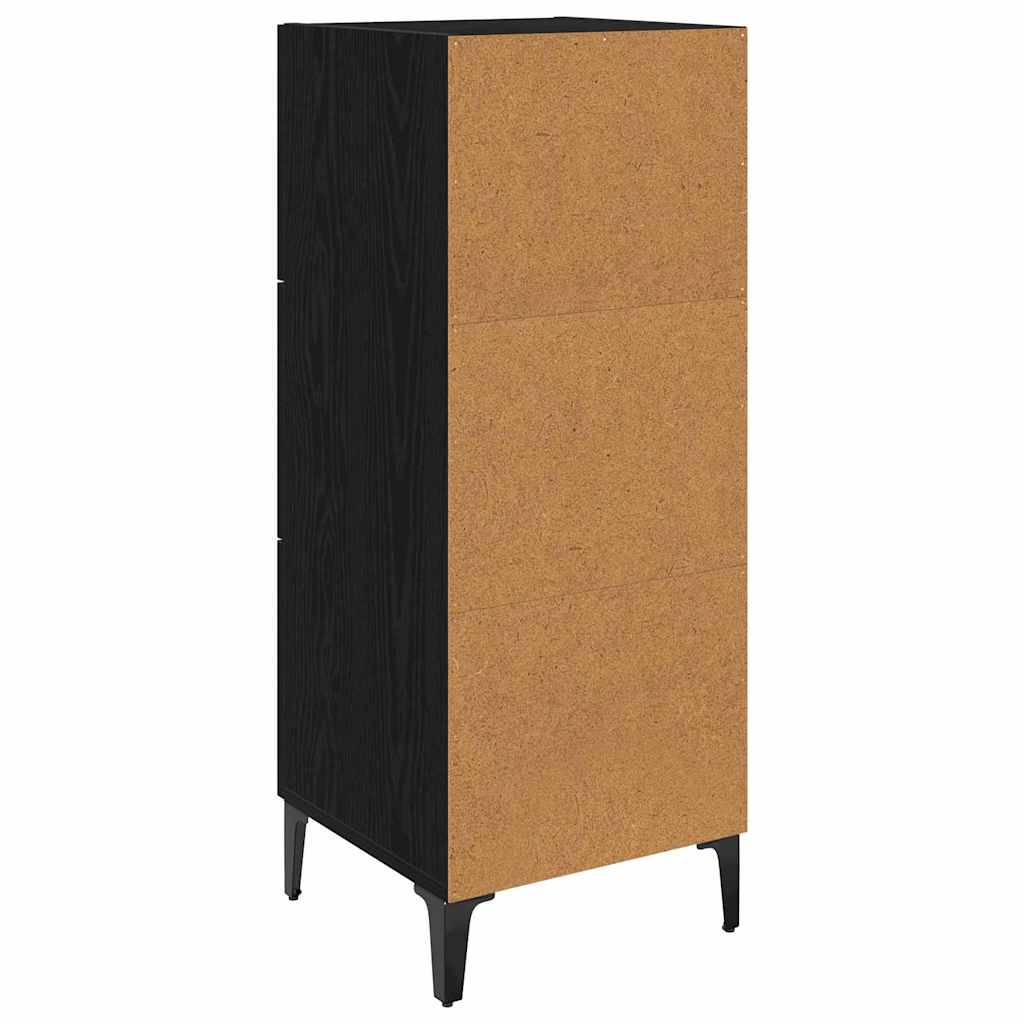 Dressoir met lade Zwart Eiken 34,5 x 34 x 90 cm Bewerkt hout is nu te koop bij PeponiXL, paradijselijk wonen!