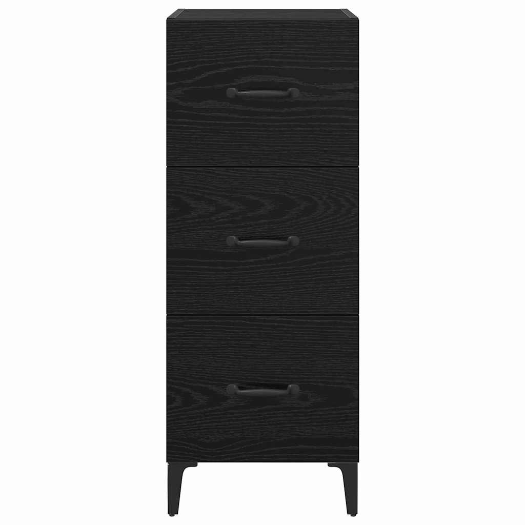 Dressoir met lade Zwart Eiken 34,5 x 34 x 90 cm Bewerkt hout is nu te koop bij PeponiXL, paradijselijk wonen!