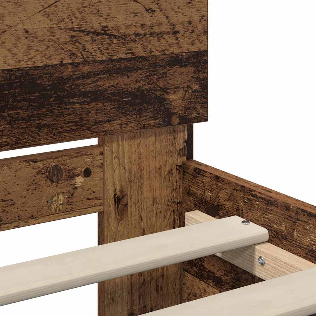 Bedframe met hoofdeinde Oud Hout 90 x 190 cm Bewerkt hout is nu te koop bij PeponiXL, paradijselijk wonen!