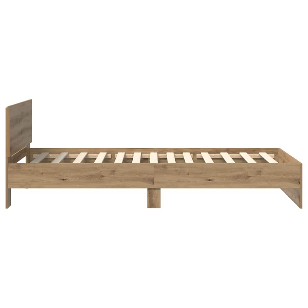 Bedframe met hoofdeinde Artisan Eiken 90 x 190 cm Bewerkt hout is nu te koop bij PeponiXL, paradijselijk wonen!