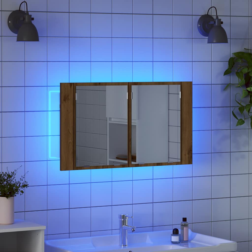 Badkamer spiegelkast Artisan Eiken 80 x 12 x 45 cm Bewerkt hout is nu te koop bij PeponiXL, paradijselijk wonen!