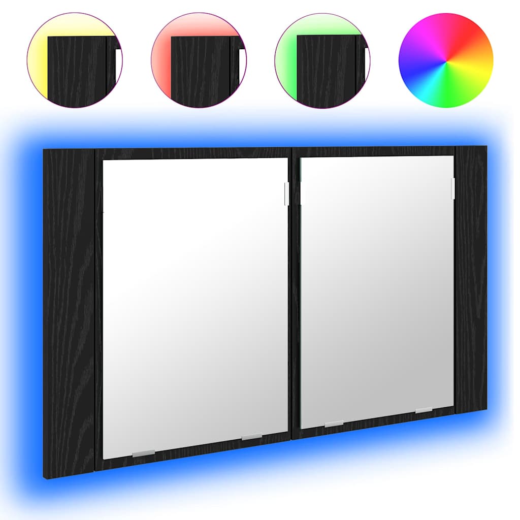 Badkamer spiegelkast Zwart Eiken 80 x 12 x 45 cm Bewerkt hout is nu te koop bij PeponiXL, paradijselijk wonen!