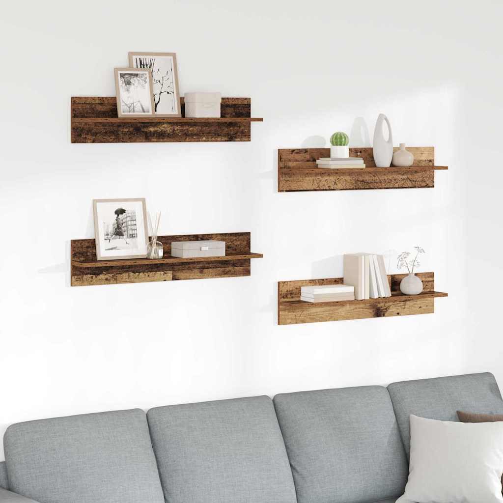 Wandplanken 4 pcs Oud Hout 80 x 11,5 x 18 cm Bewerkt hout is nu te koop bij PeponiXL, paradijselijk wonen!
