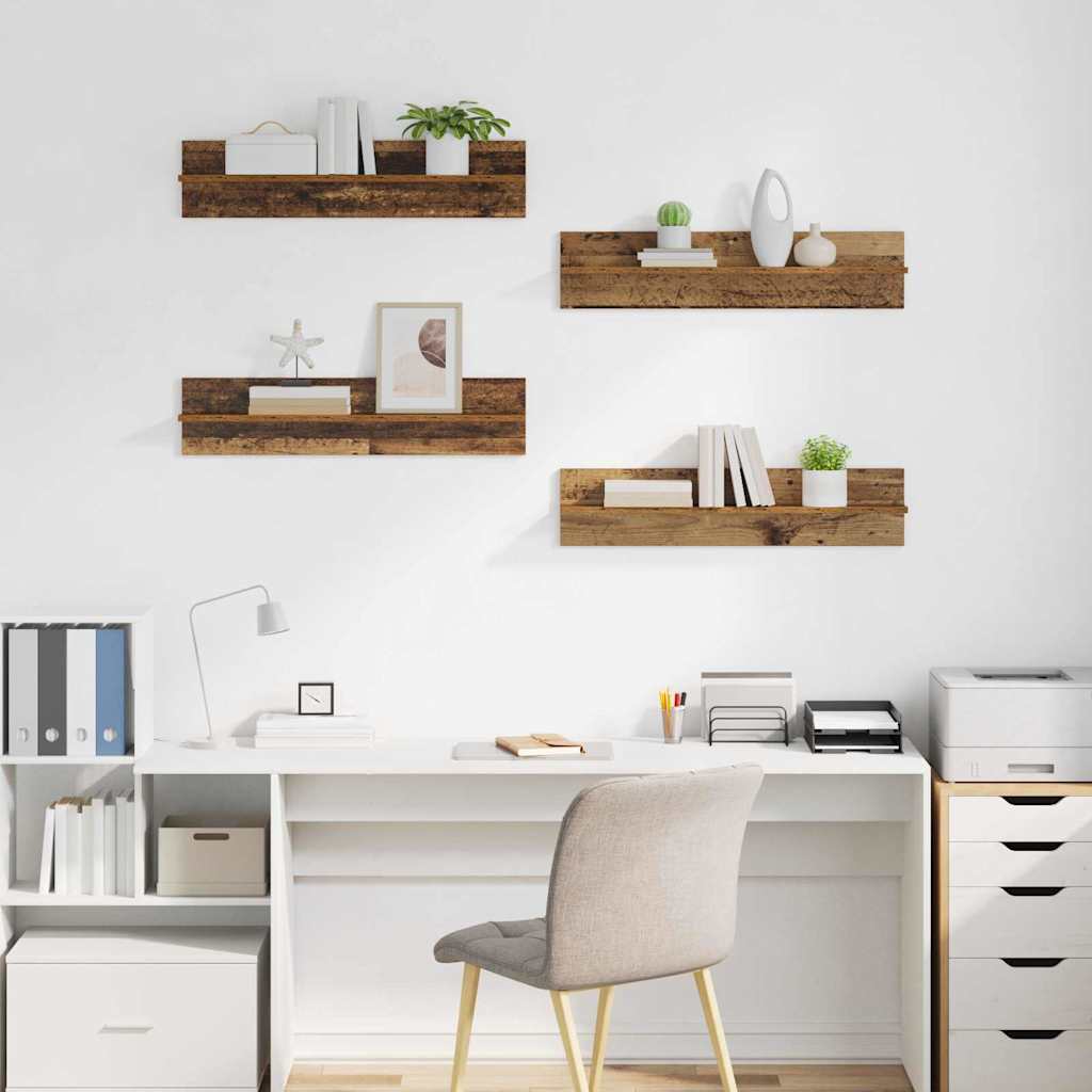 Wandplanken 4 pcs Oud Hout 80 x 11,5 x 18 cm Bewerkt hout is nu te koop bij PeponiXL, paradijselijk wonen!