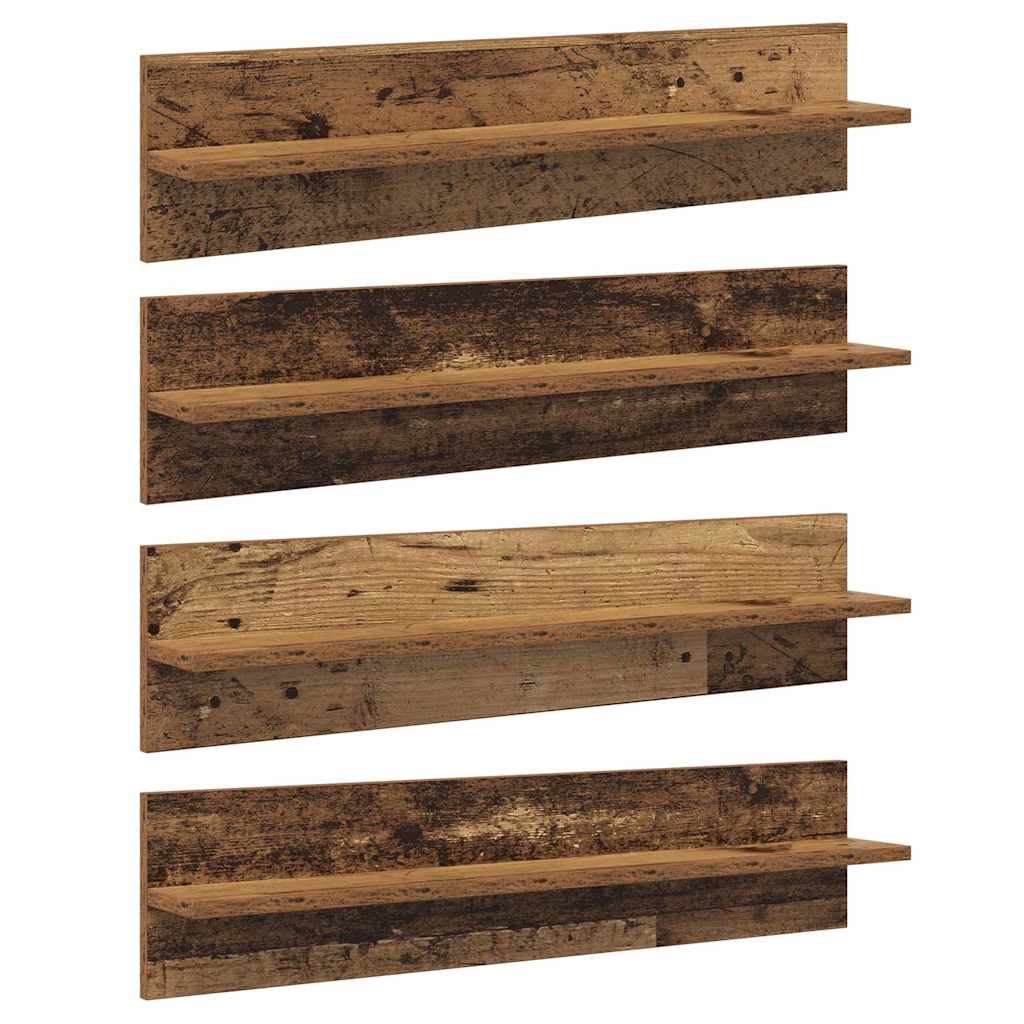 Wandplanken 4 pcs Oud Hout 80 x 11,5 x 18 cm Bewerkt hout is nu te koop bij PeponiXL, paradijselijk wonen!