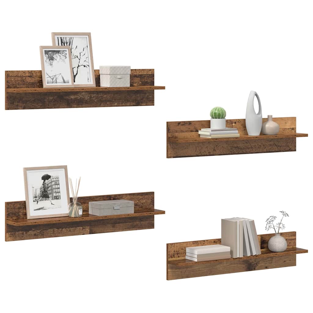Wandplanken 4 pcs Oud Hout 80 x 11,5 x 18 cm Bewerkt hout is nu te koop bij PeponiXL, paradijselijk wonen!