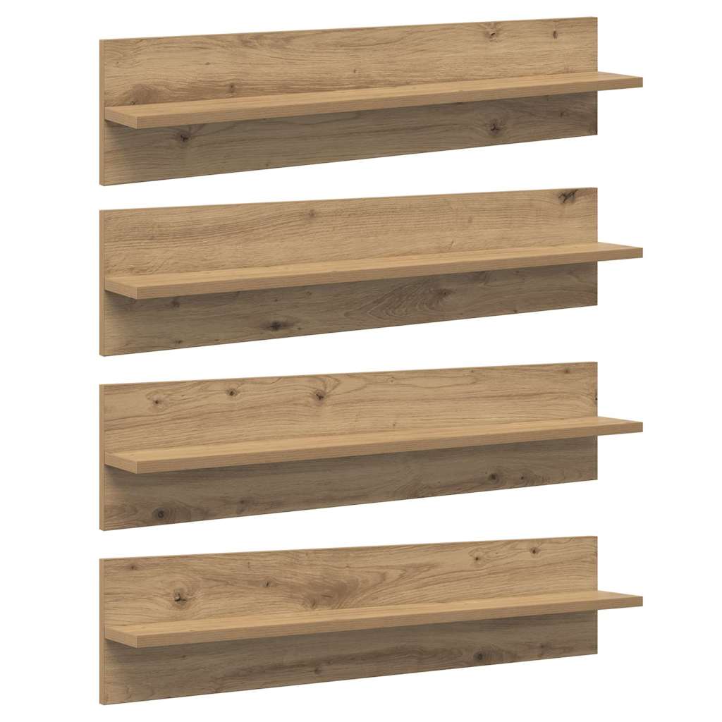 Wandplanken 4 pcs Artisan Eiken 80 x 11,5 x 18 cm Bewerkt hout is nu te koop bij PeponiXL, paradijselijk wonen!