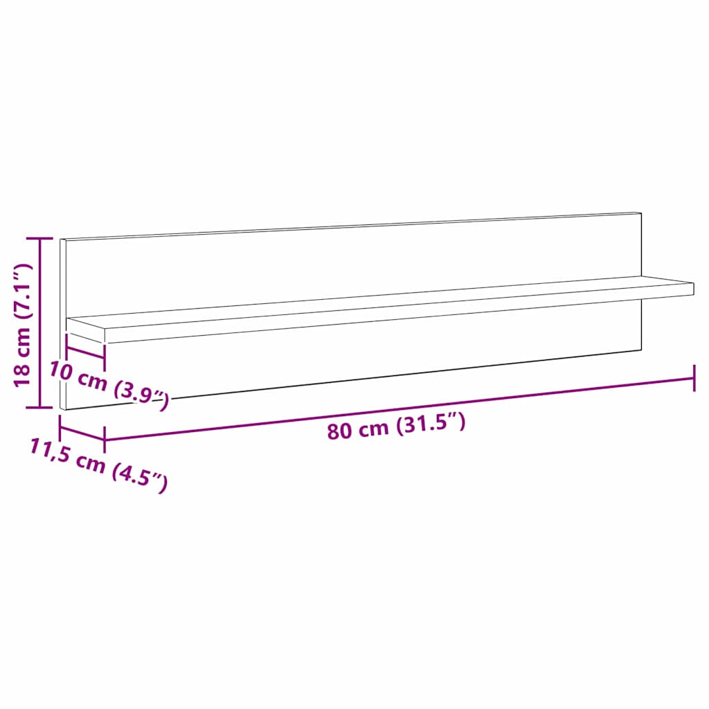 Wandplanken 4 pcs Zwart Eiken 80 x 11,5 x 18 cm Bewerkt hout is nu te koop bij PeponiXL, paradijselijk wonen!