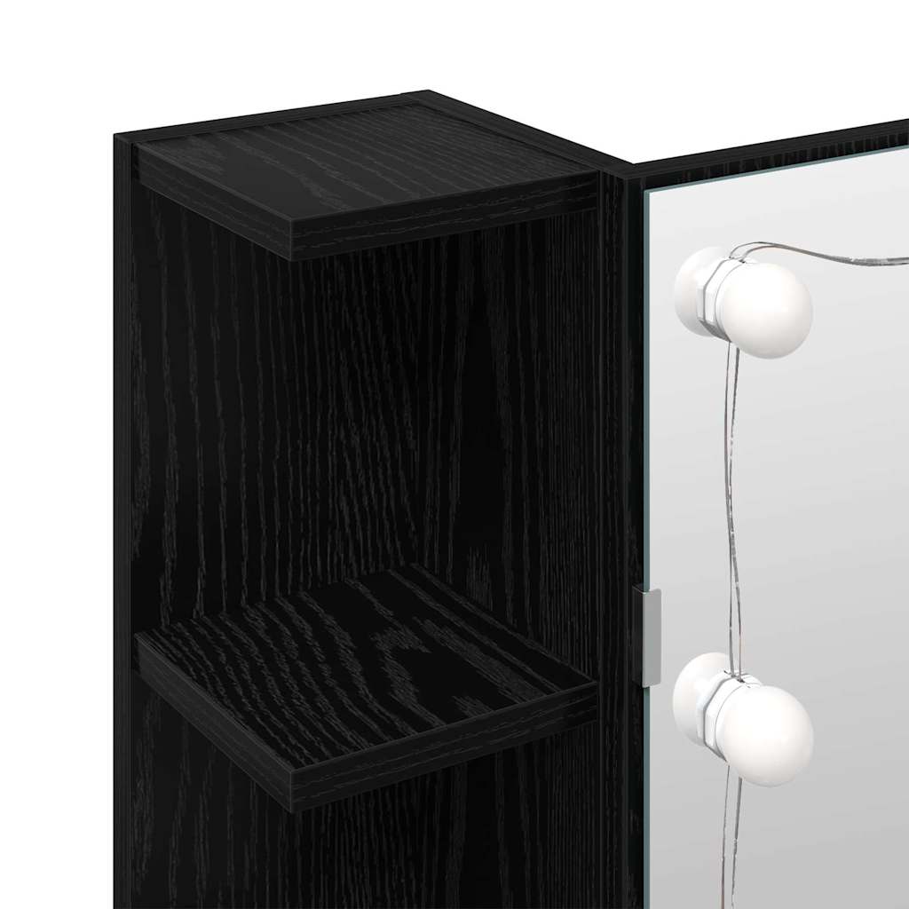 Spiegelkast Zwart Eiken 70 x 16,5 x 60 cm Bewerkt hout is nu te koop bij PeponiXL, paradijselijk wonen!