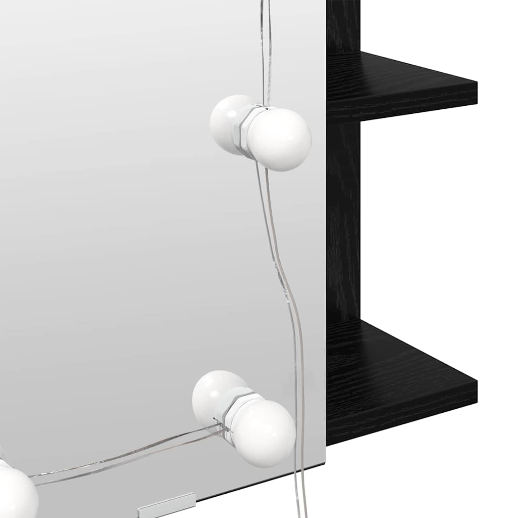 Spiegelkast Zwart Eiken 70 x 16,5 x 60 cm Bewerkt hout is nu te koop bij PeponiXL, paradijselijk wonen!
